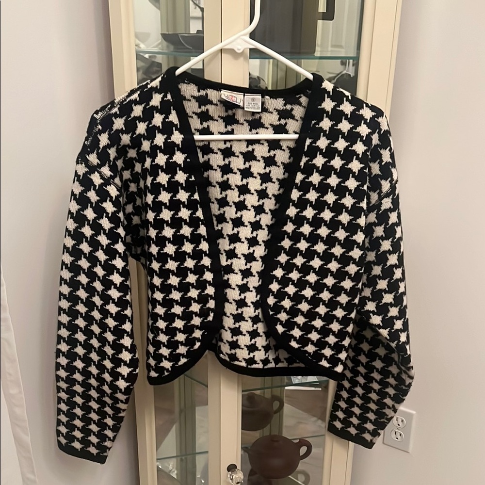 Vintage Black and White Houndstooth Cardigan